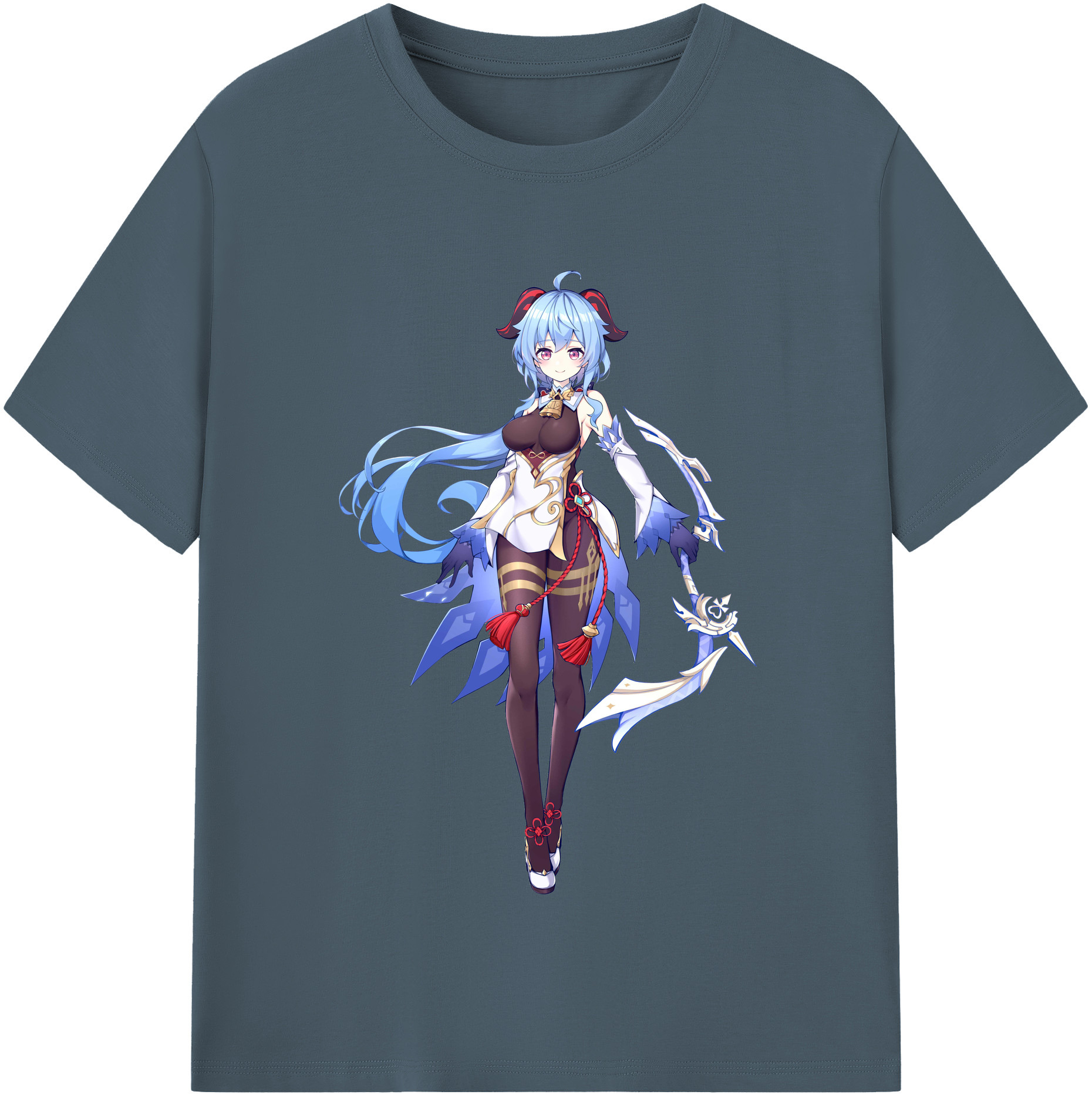 げんし神 甘雨 かんう genshin Ganyu 綿100％半袖Tシャツ（フロントプリント）